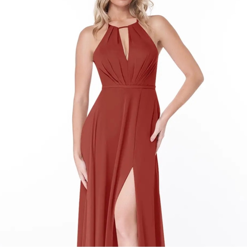NWT Azazie Terracotta Evelleen Chiffon Bridesmaid Dress
